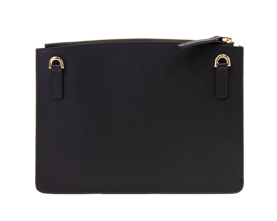 Siyah Çapraz Askılı Deri Clutch Çanta