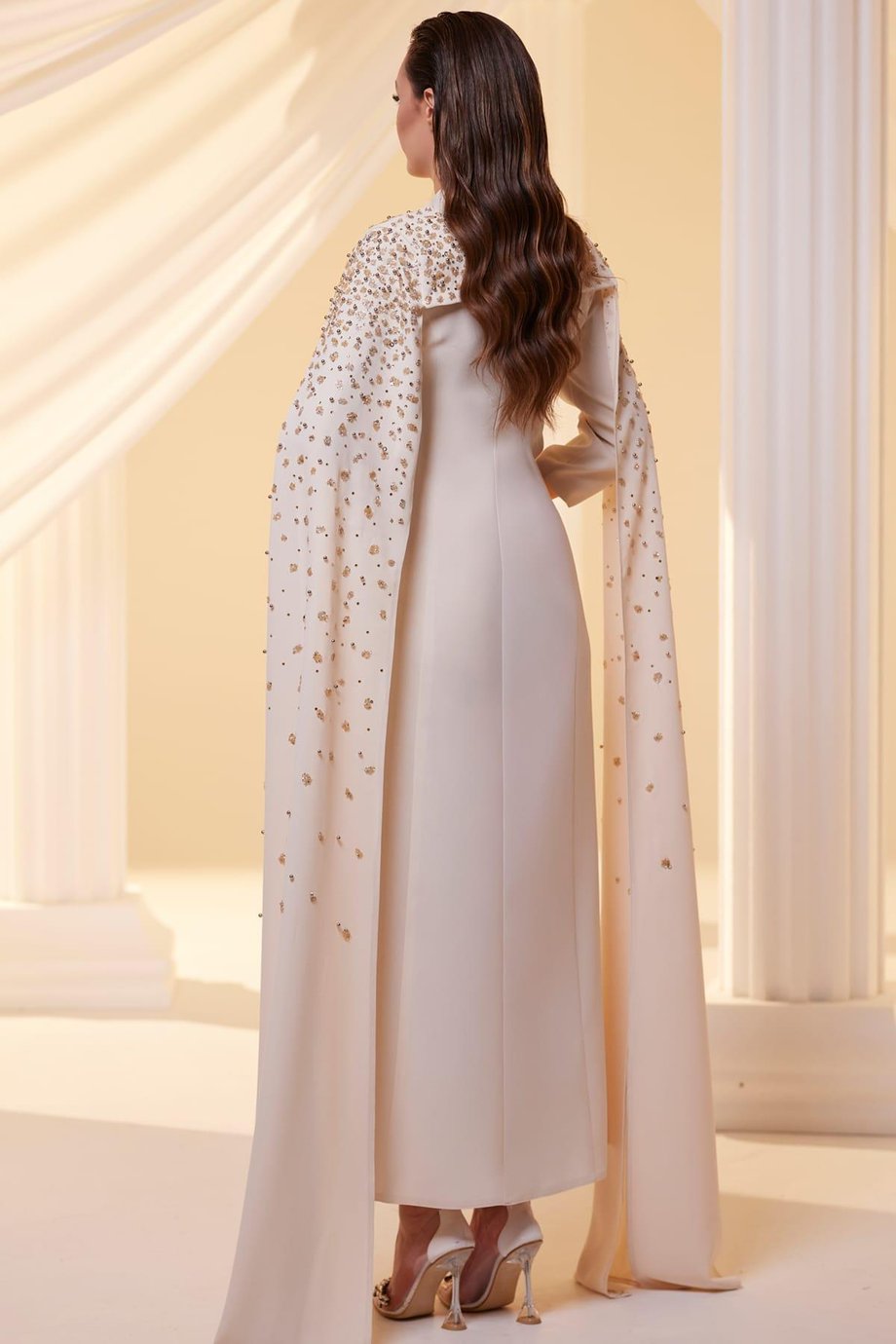 Elsa Tesettür Abiye Ekru