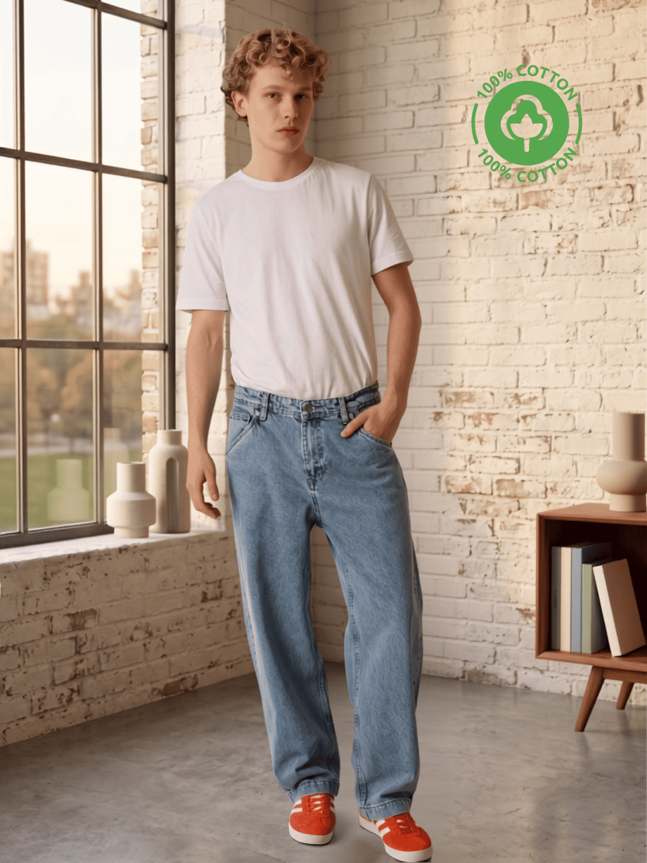 RELAX BAGGY BUZ MAVİ JEAN PANTOLON