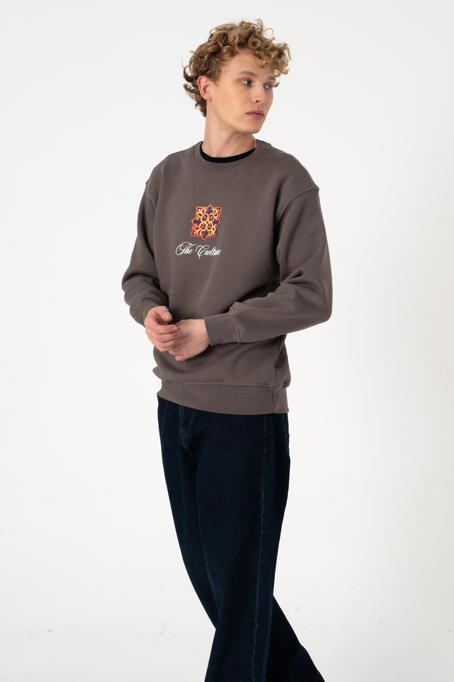 SW BASKILI FÜME SWEATSHİRT