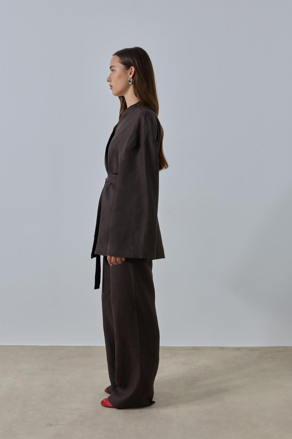Acı Kahve %100 Keten Sora Kimono