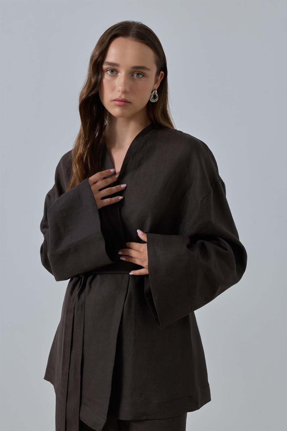 Acı Kahve %100 Keten Sora Kimono