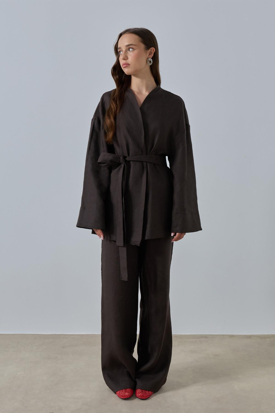 Acı Kahve %100 Keten Sora Kimono
