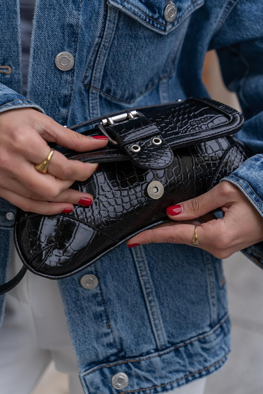 040-1500 Siyah Kroko   Çanta