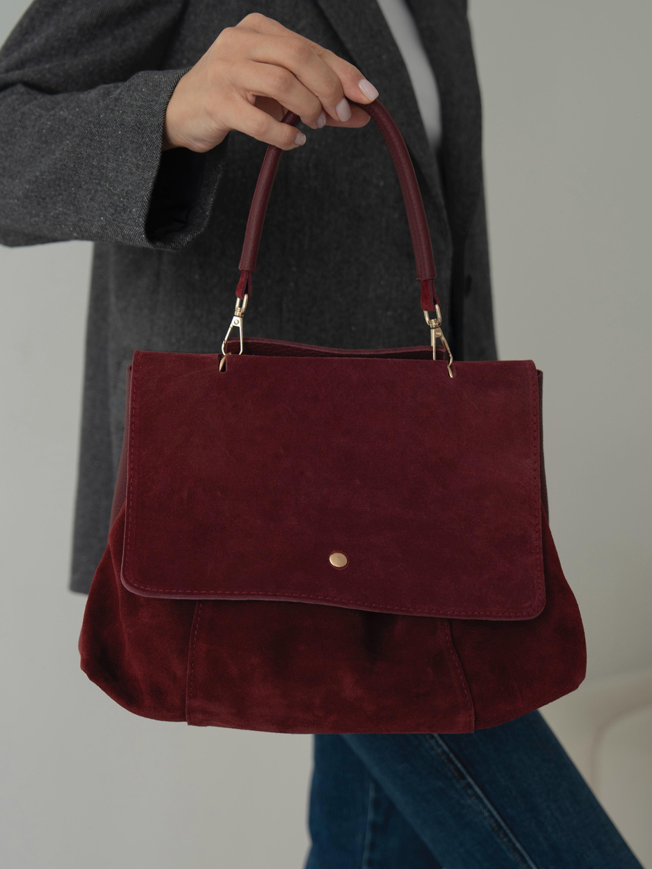 2855 Bordo Hakiki Süet Kadın Çanta