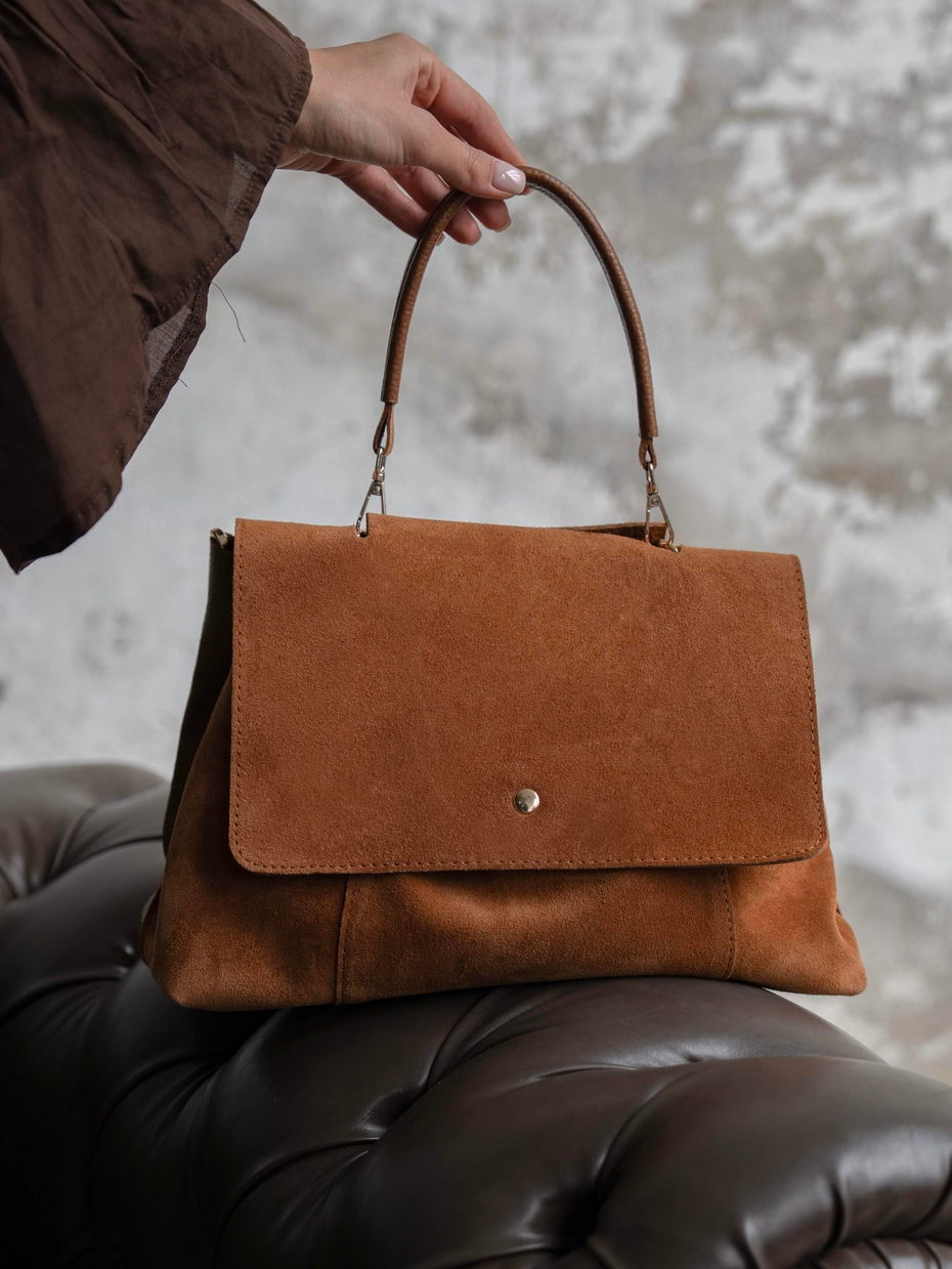 2855 Taba Hakiki Süet Kadın Çanta