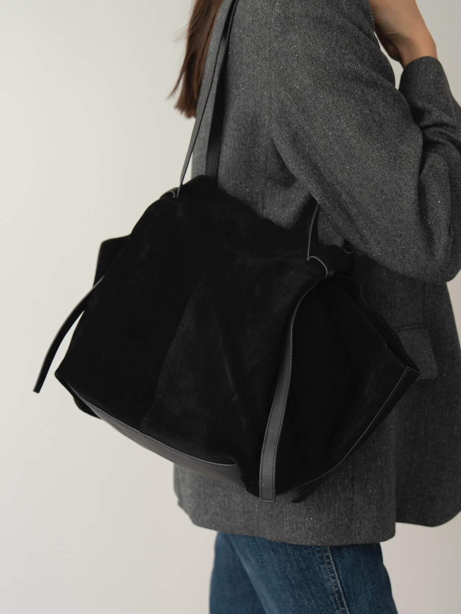 2949 Siyah Hakiki Süet Kadın Çanta