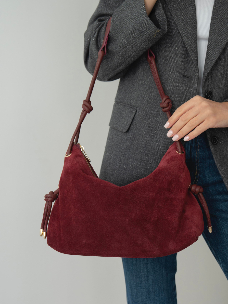 3008 Bordo Hakiki Süet Kadın Çanta