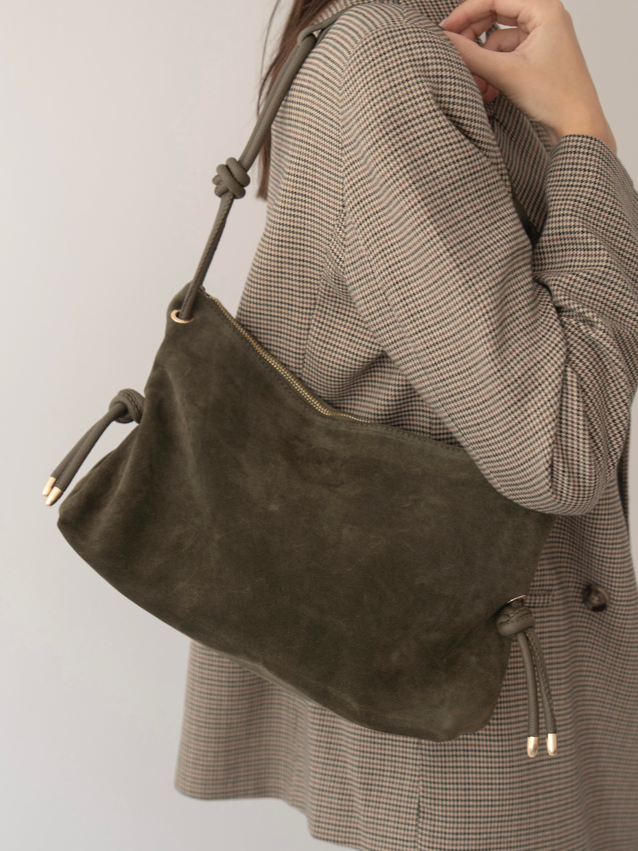 3008 Haki Hakiki Süet Kadın Çanta