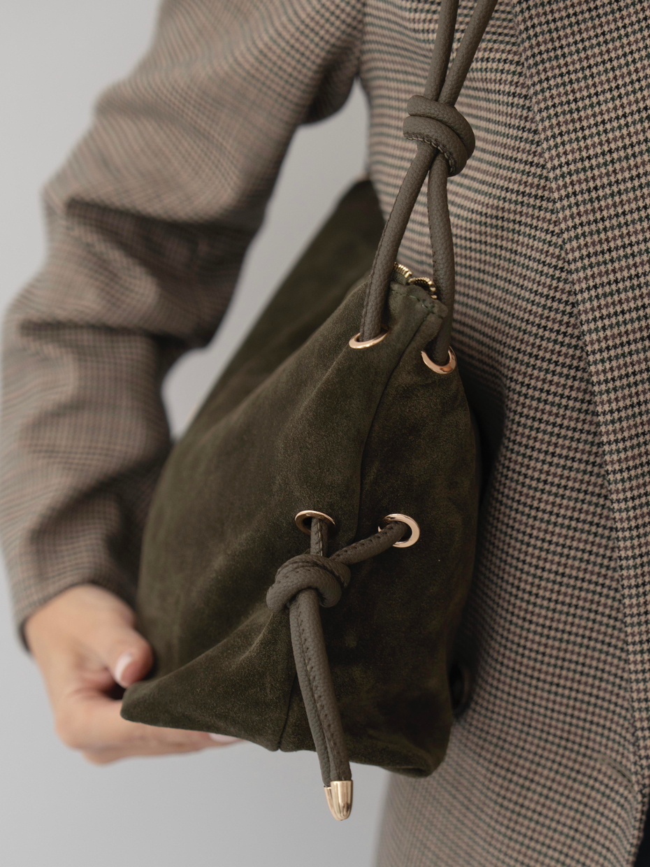 3008 Haki Hakiki Süet Kadın Çanta