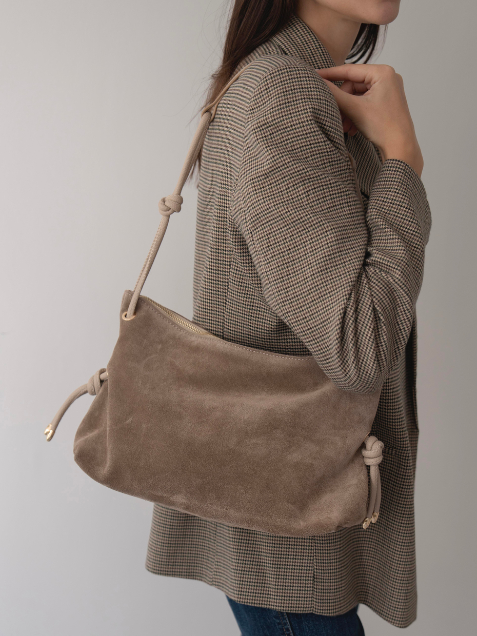 3008 Vizon Hakiki Süet Kadın Çanta