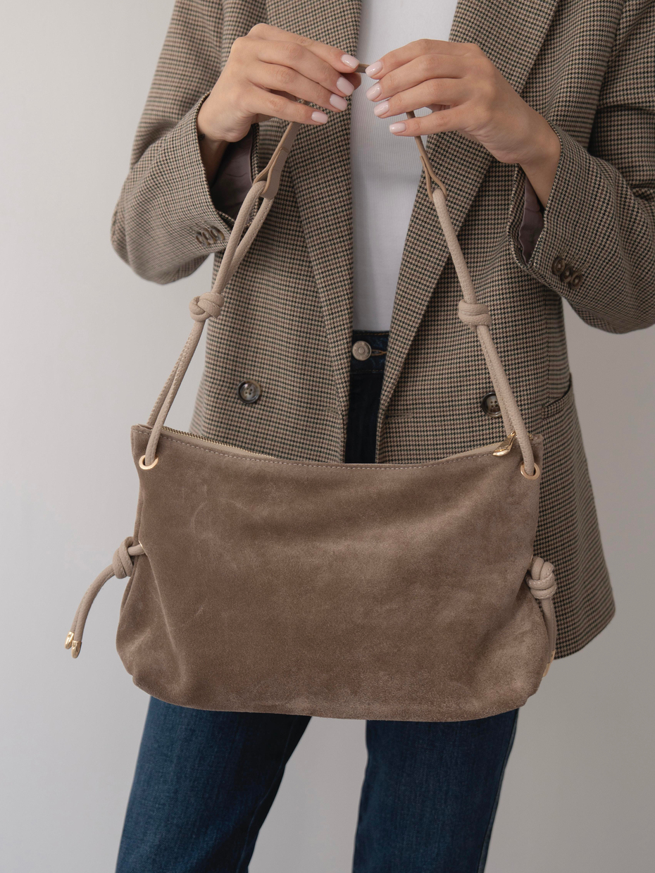 3008 Vizon Hakiki Süet Kadın Çanta