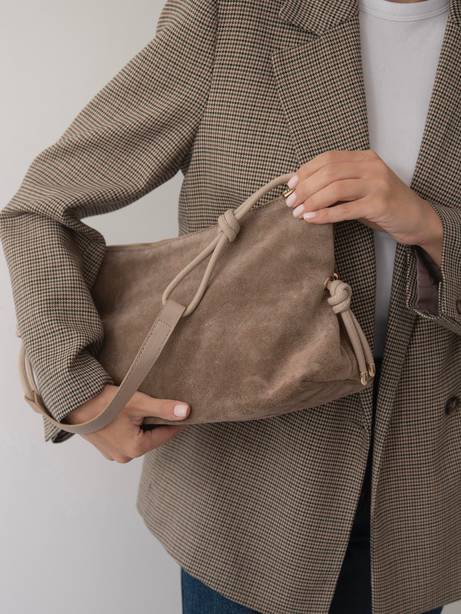 3008 Vizon Hakiki Süet Kadın Çanta