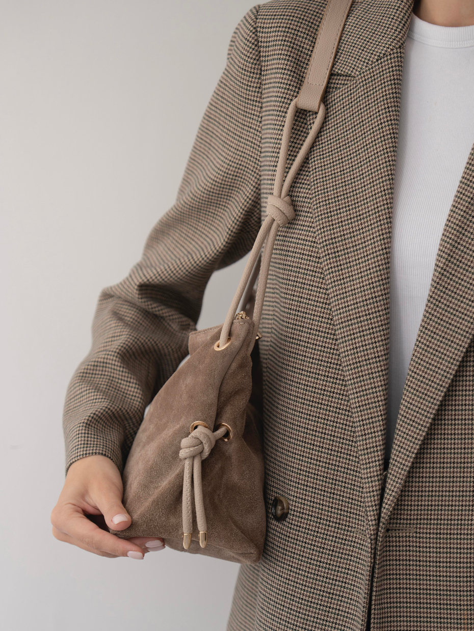 3008 Vizon Hakiki Süet Kadın Çanta