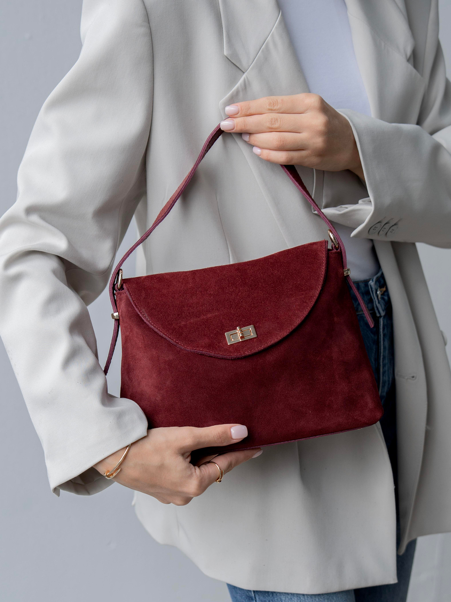 472 Bordo Hakiki Süet Kadın Çanta