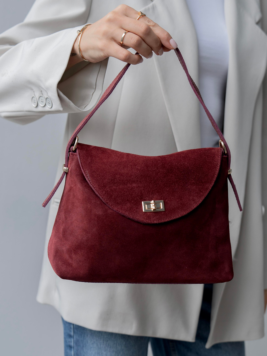 472 Bordo Hakiki Süet Kadın Çanta