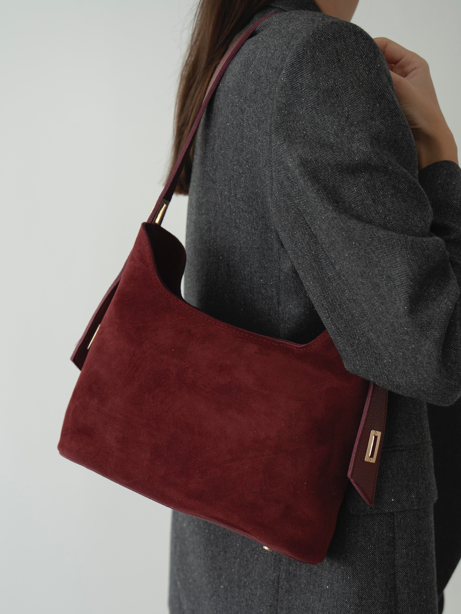 476 Bordo Hakiki Süet Kadın Çanta