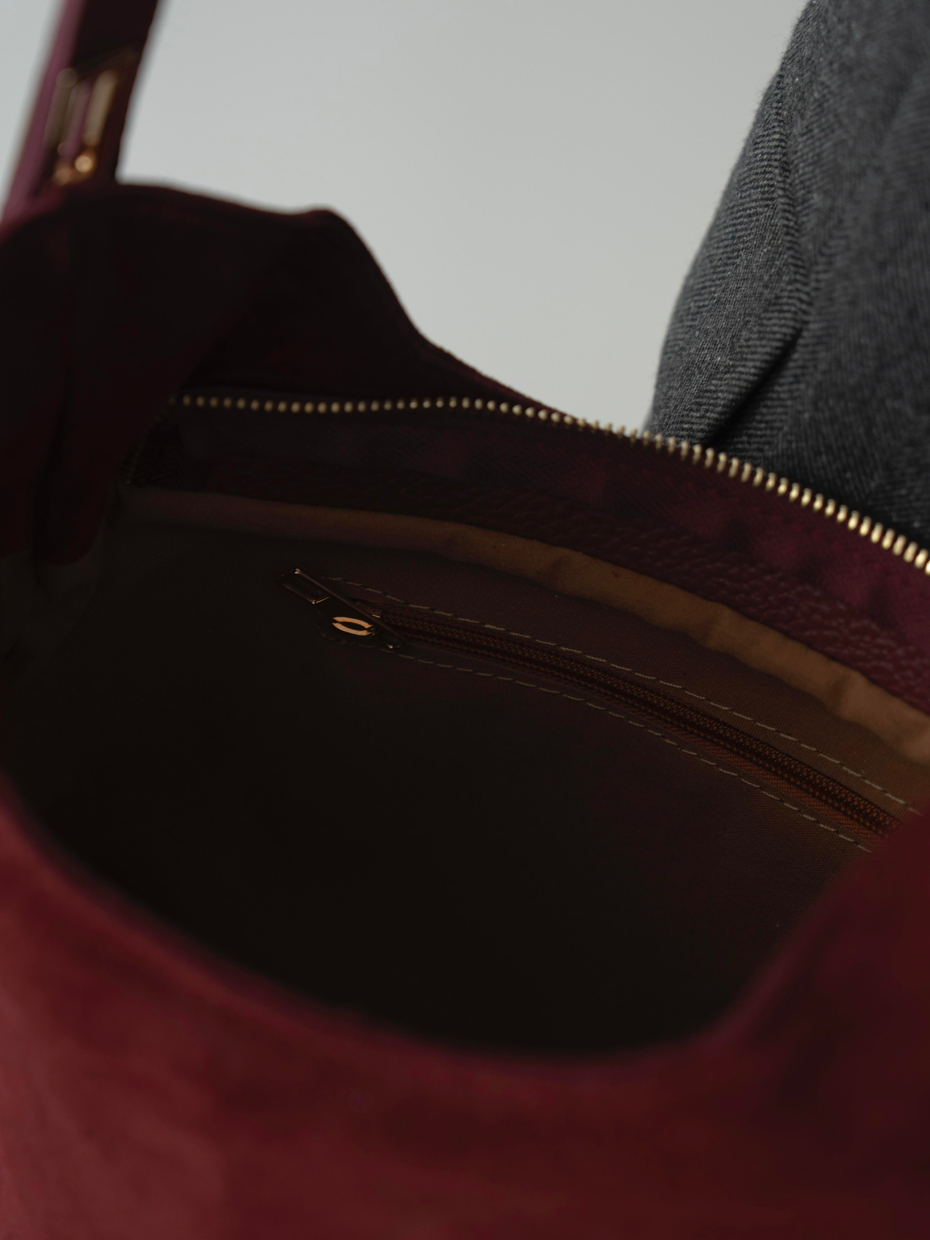 476 Bordo Hakiki Süet Kadın Çanta