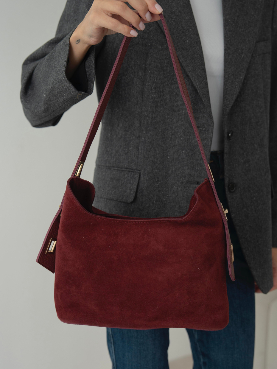 476 Bordo Hakiki Süet Kadın Çanta