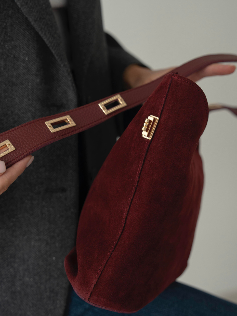 476 Bordo Hakiki Süet Kadın Çanta