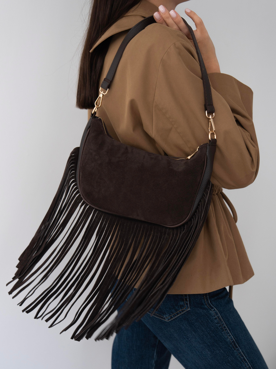 481 Kahve Hakiki Süet Kadın Çanta