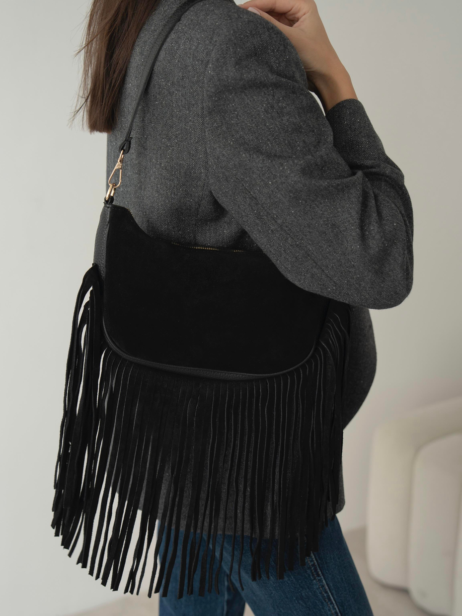 481 Siyah Hakiki Süet Kadın Çanta