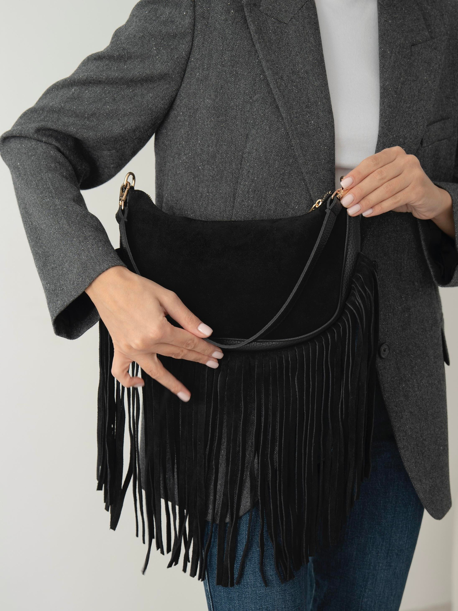 481 Siyah Hakiki Süet Kadın Çanta