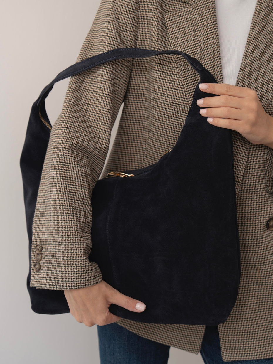 482 Lacivert Hakiki Süet Kadın Çanta