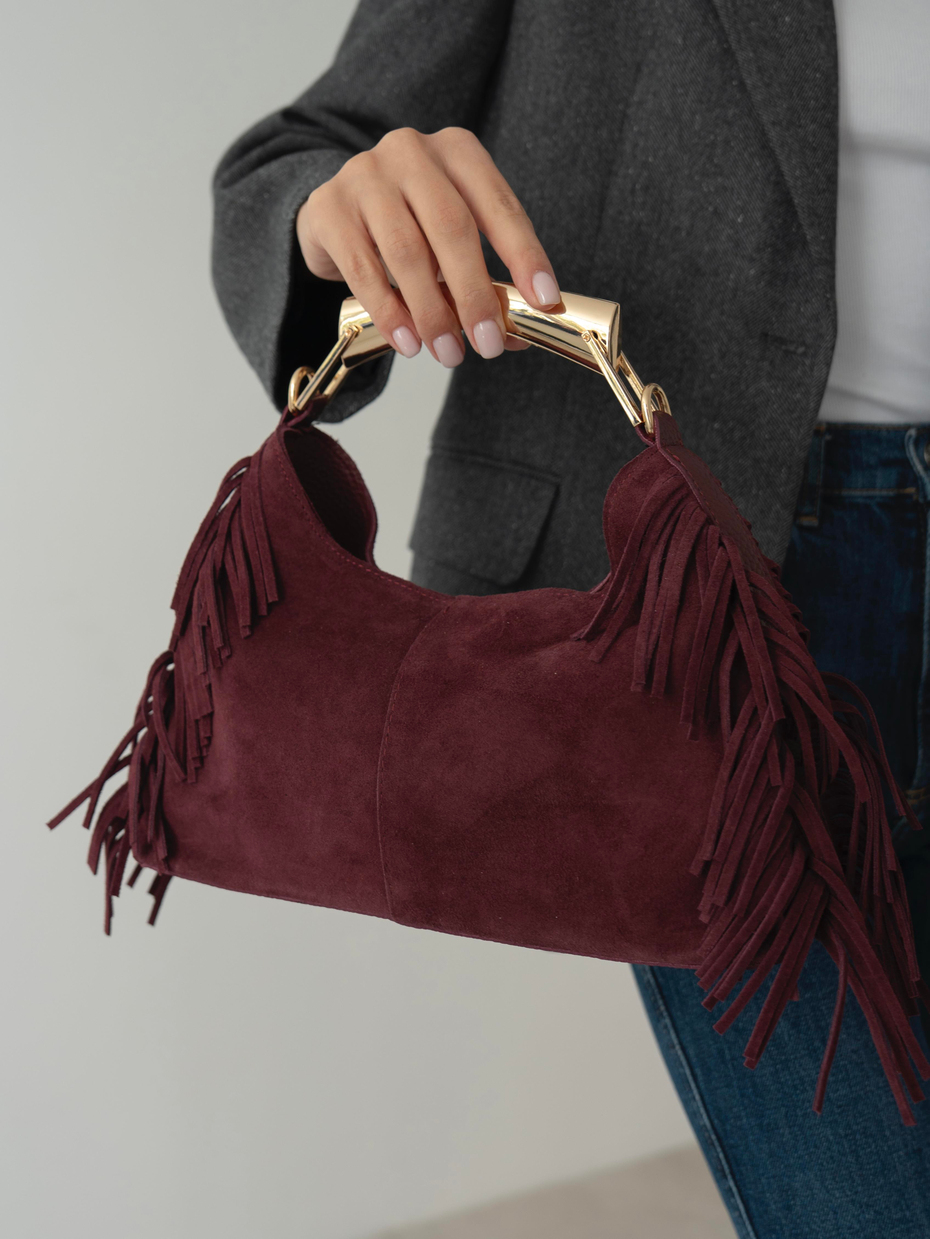 488 Bordo Hakiki Süet Kadın Çanta