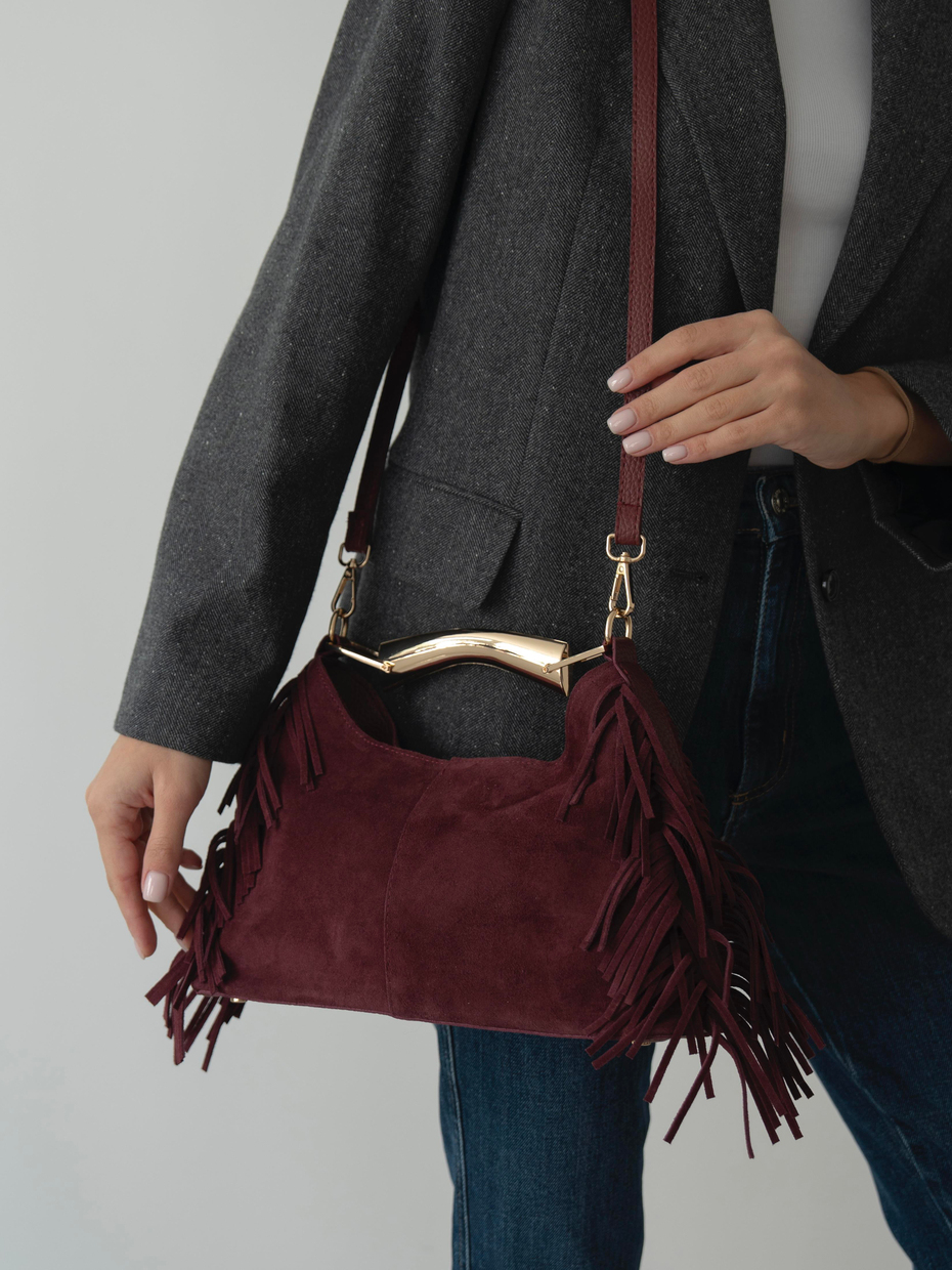 488 Bordo Hakiki Süet Kadın Çanta