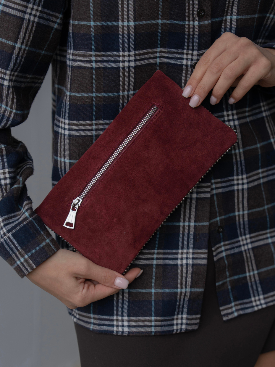 490 Bordo Hakiki Süet Kadın Çanta