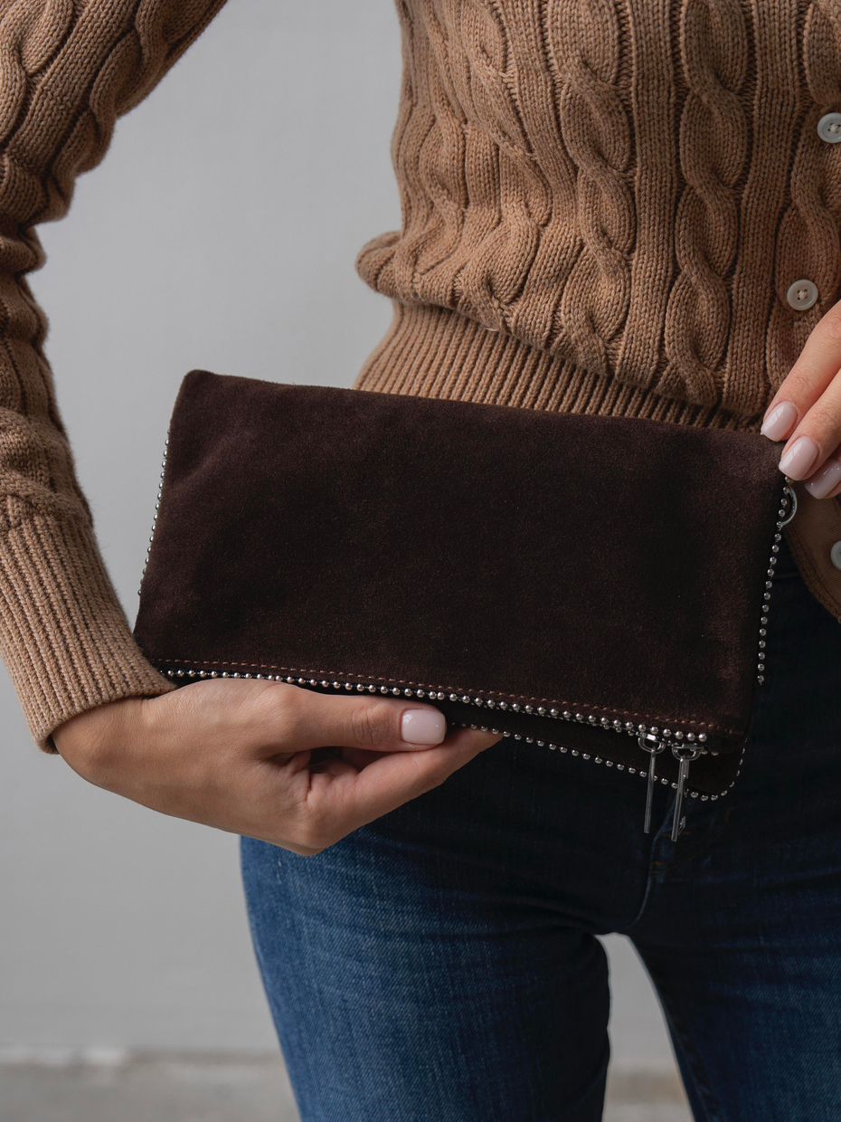 490 Kahve Hakiki Süet Kadın Çanta