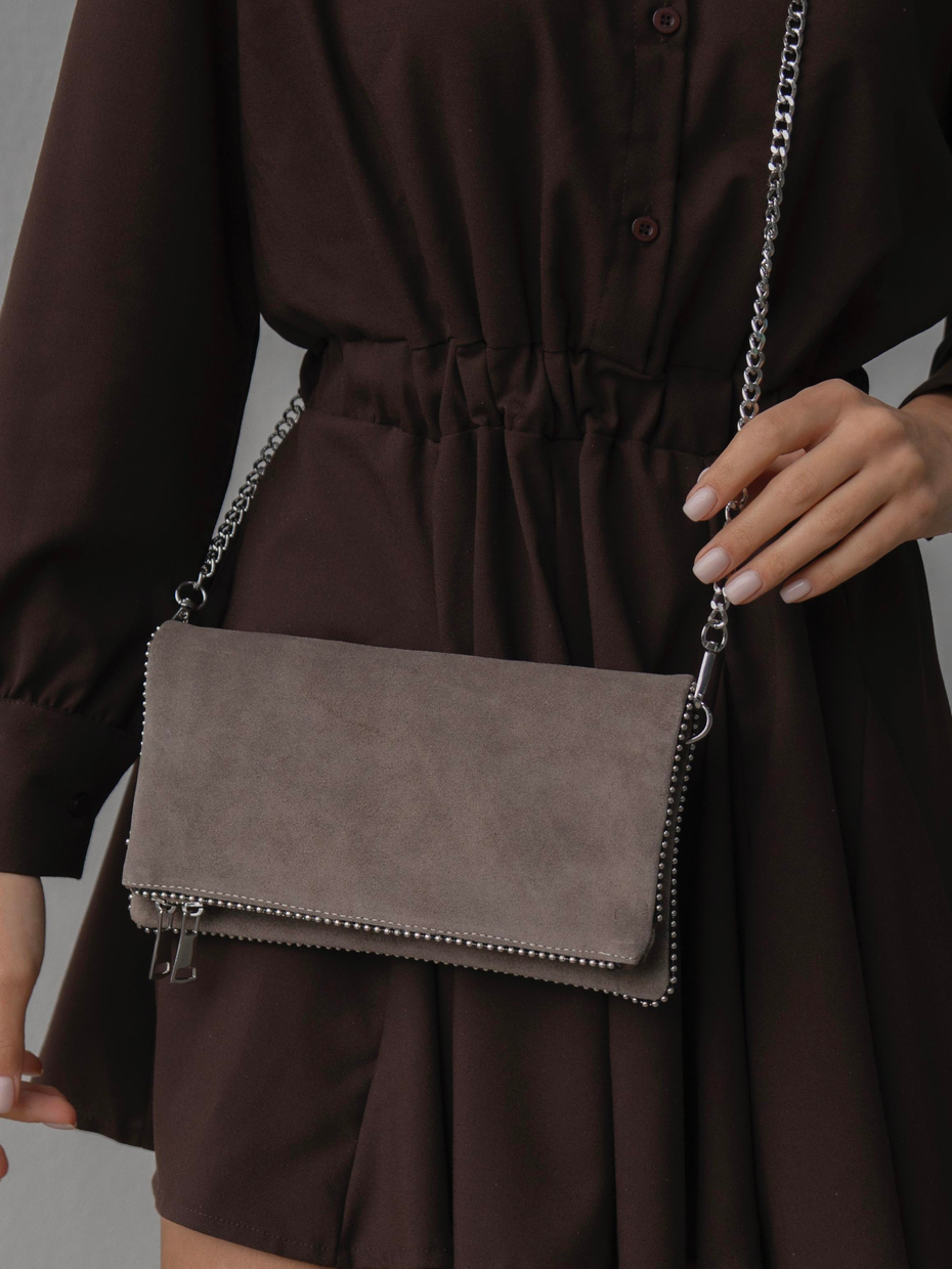 490 Vizon Hakiki Süet Kadın Çanta