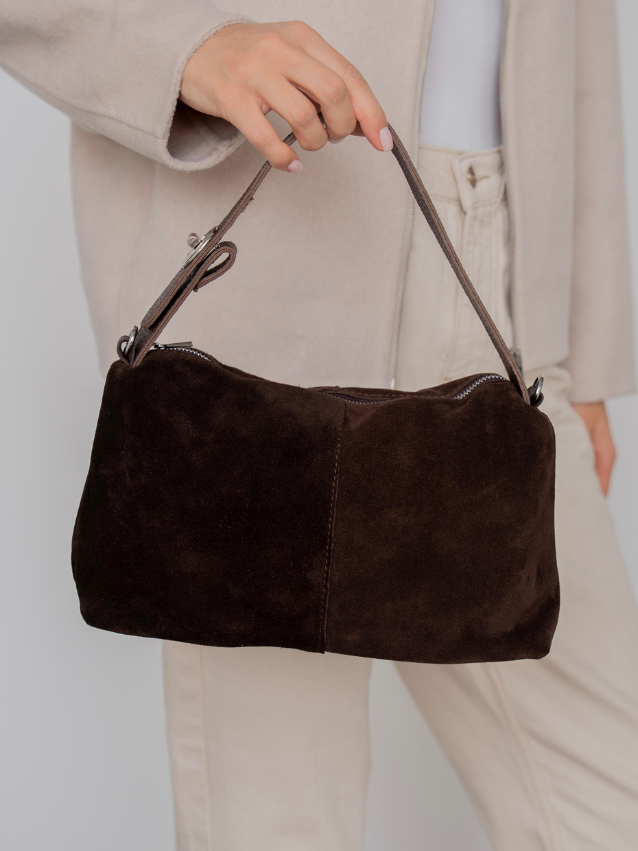 494 Kahve Süet Hakiki Süet Kadın Çanta