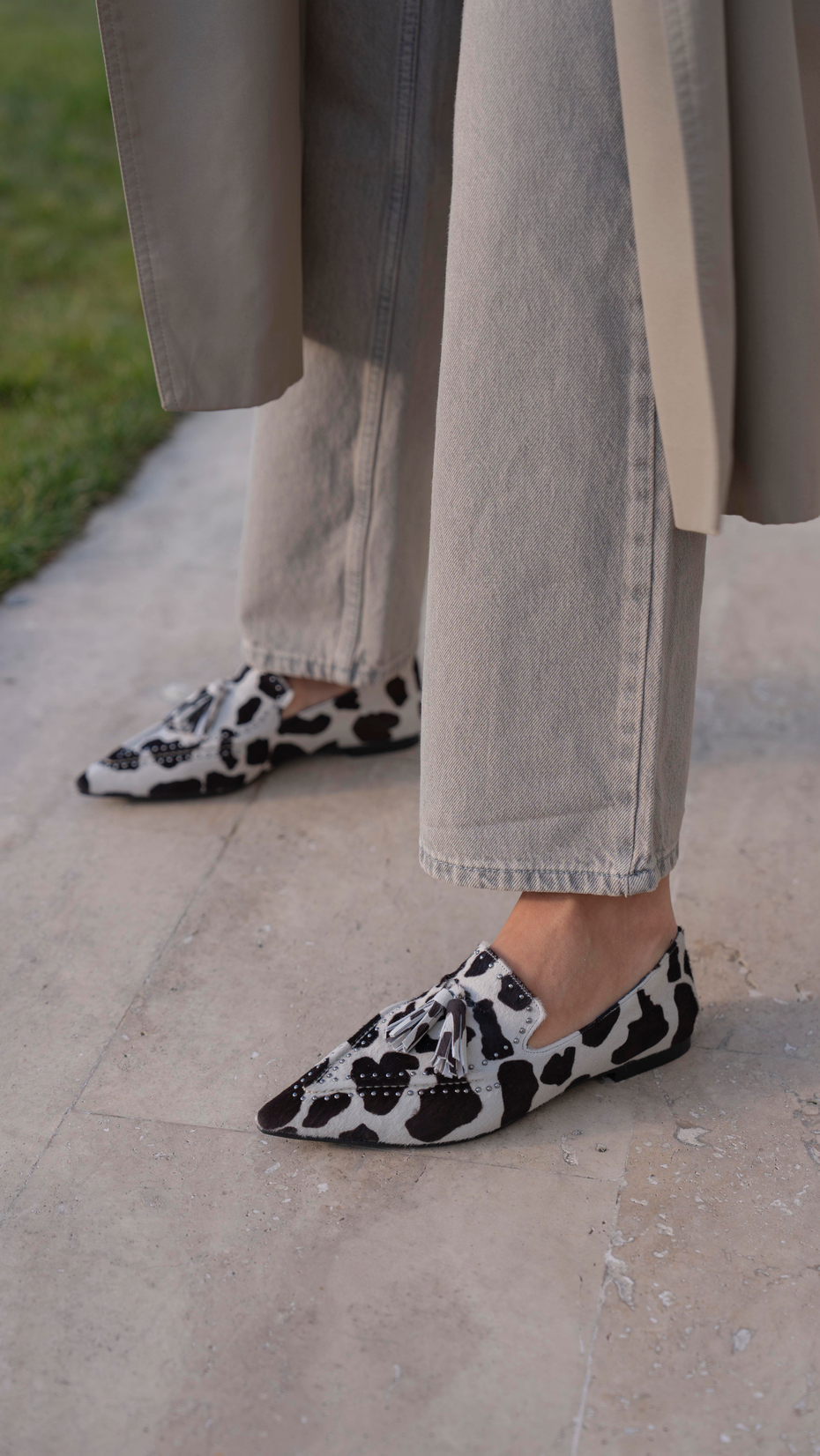 Abalde Siyah Desen   Hakiki Deri   Babet