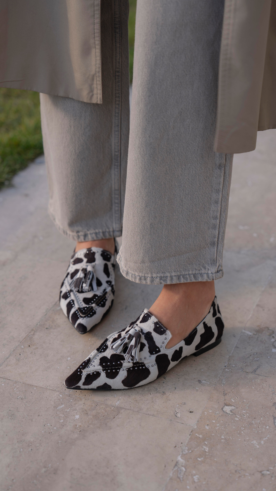 Abalde Siyah Desen   Hakiki Deri   Babet