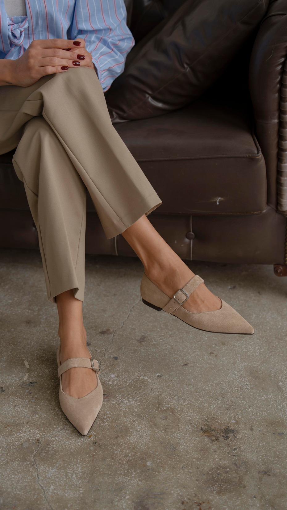 Abrines Bej Süet   Hakiki Deri   Babet