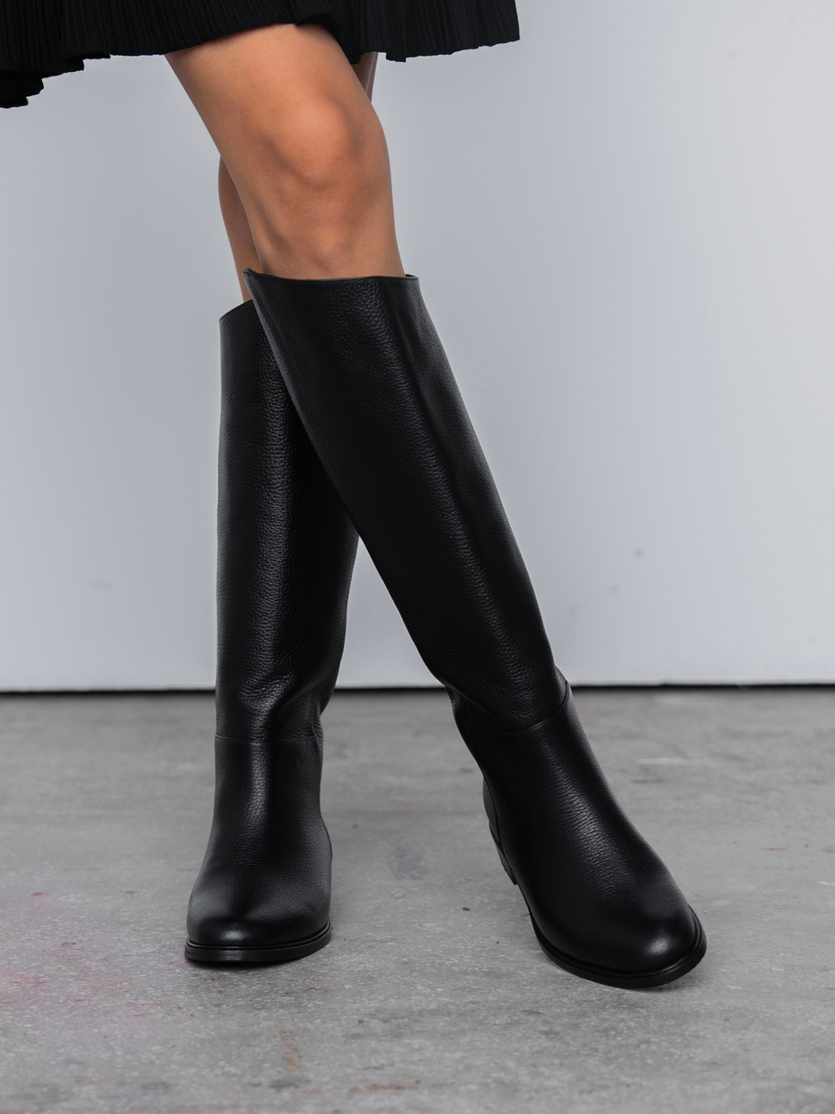 Adore Black Leather   Knee High Boot