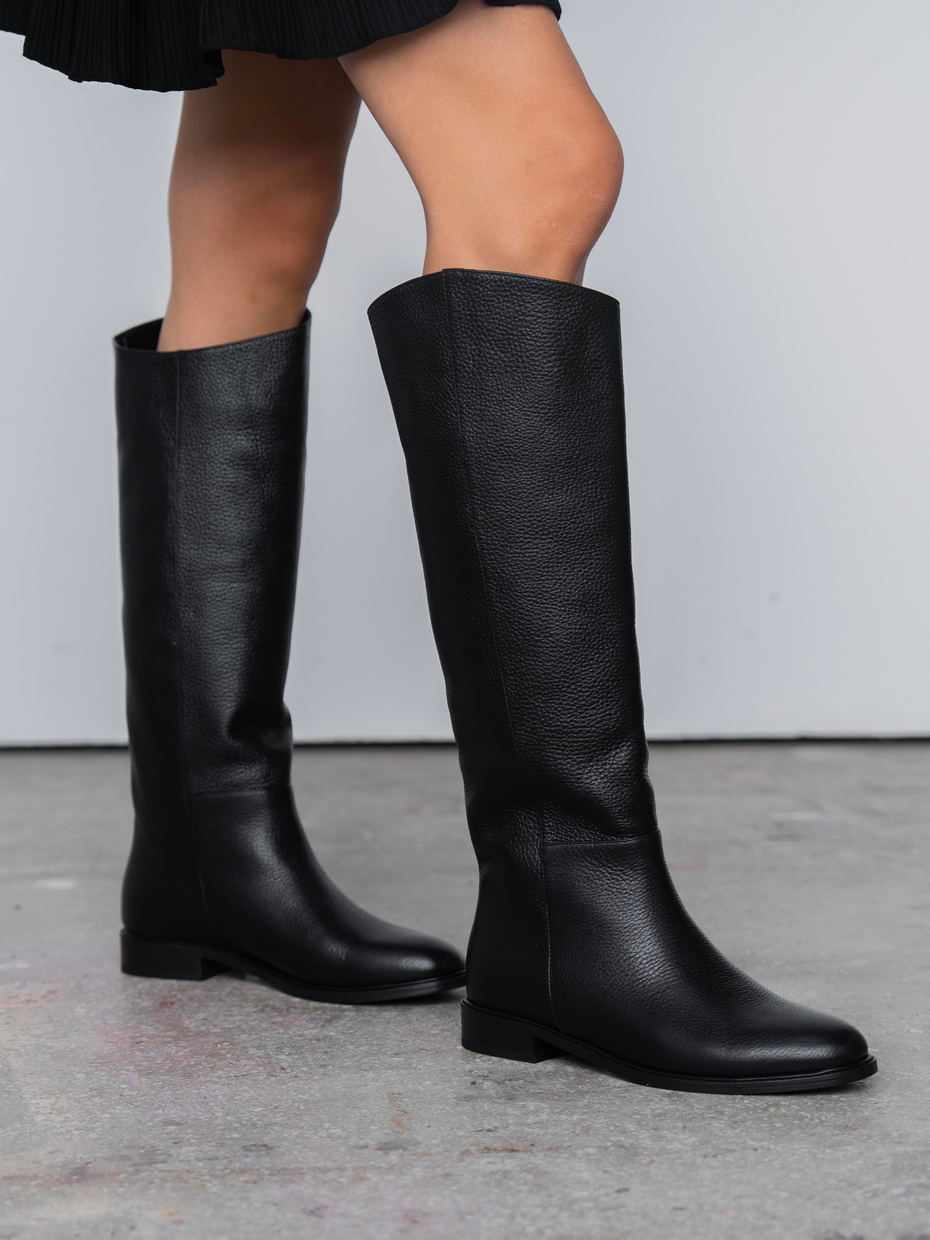 Adore Black Leather   Knee High Boot