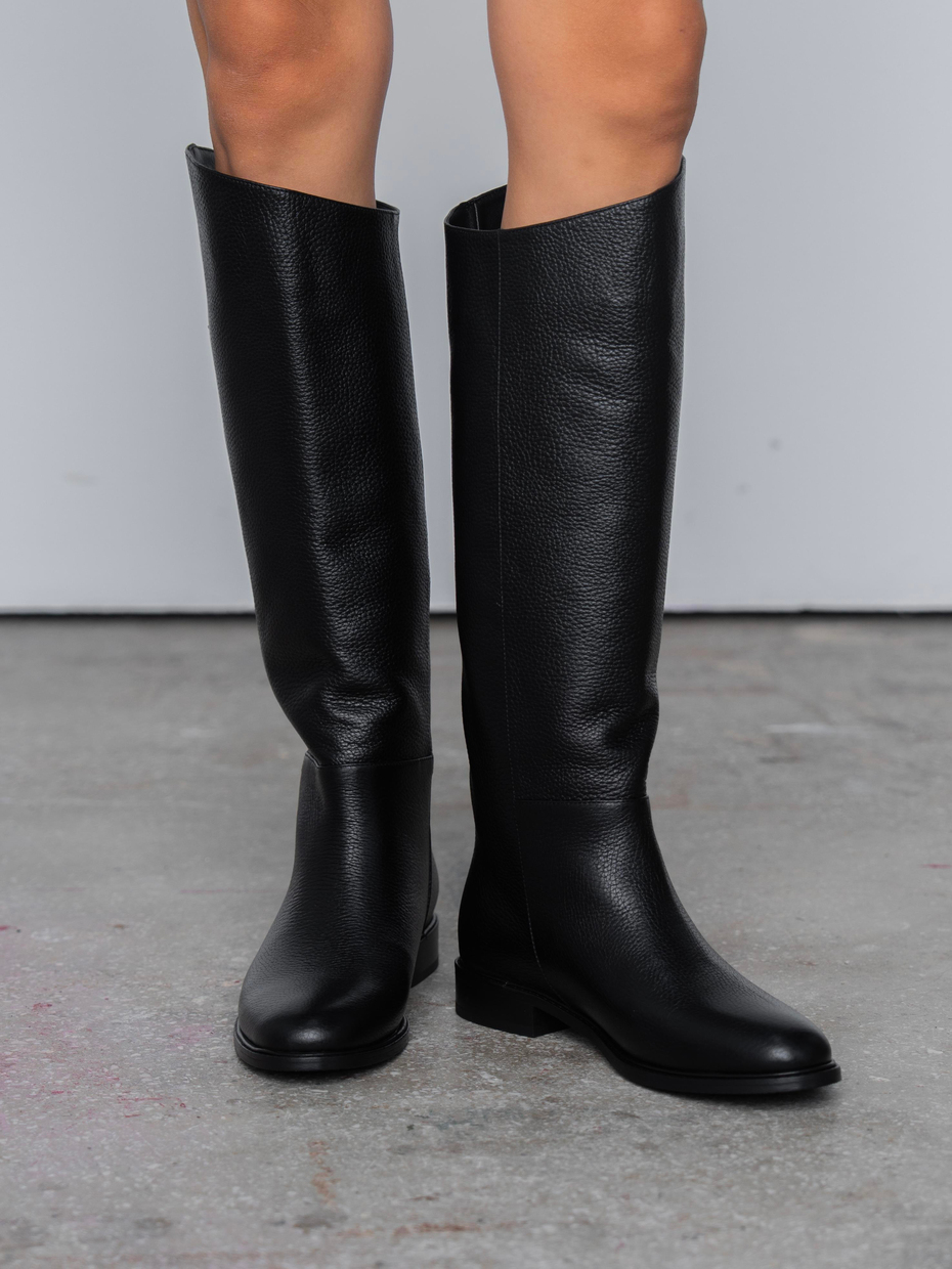 Adore Black Leather   Knee High Boot