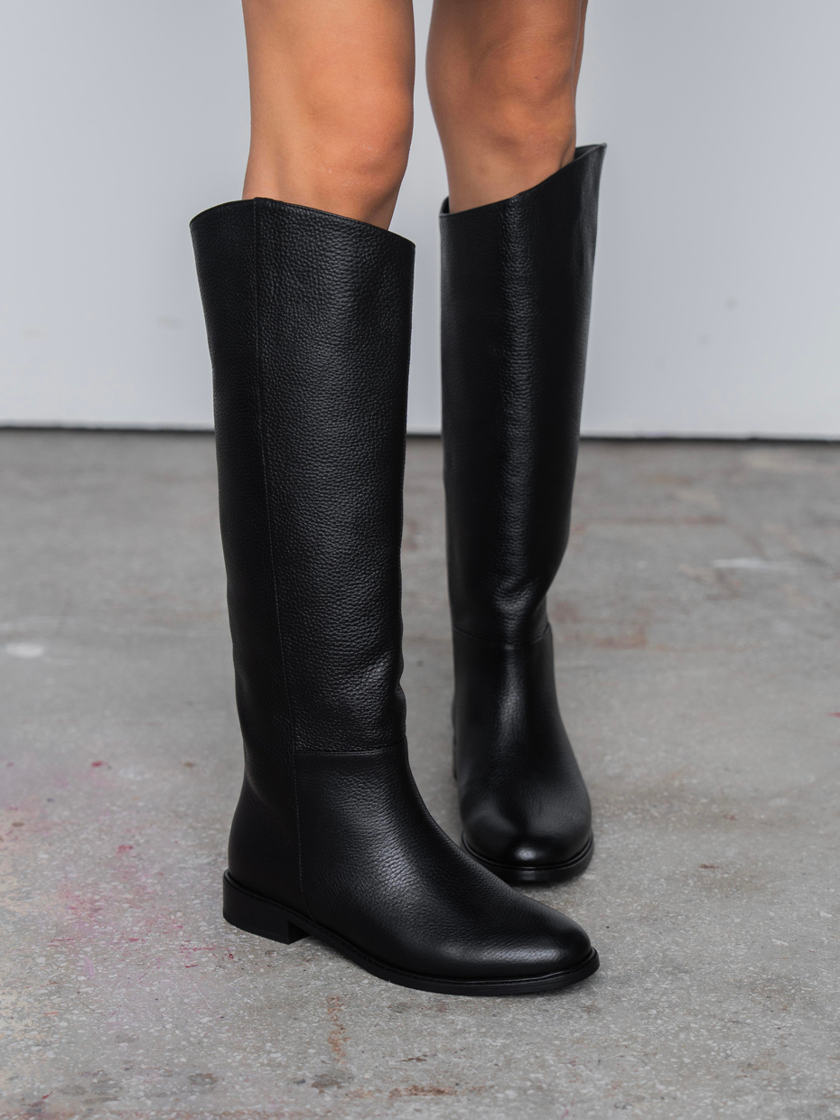 Adore Black Leather   Knee High Boot