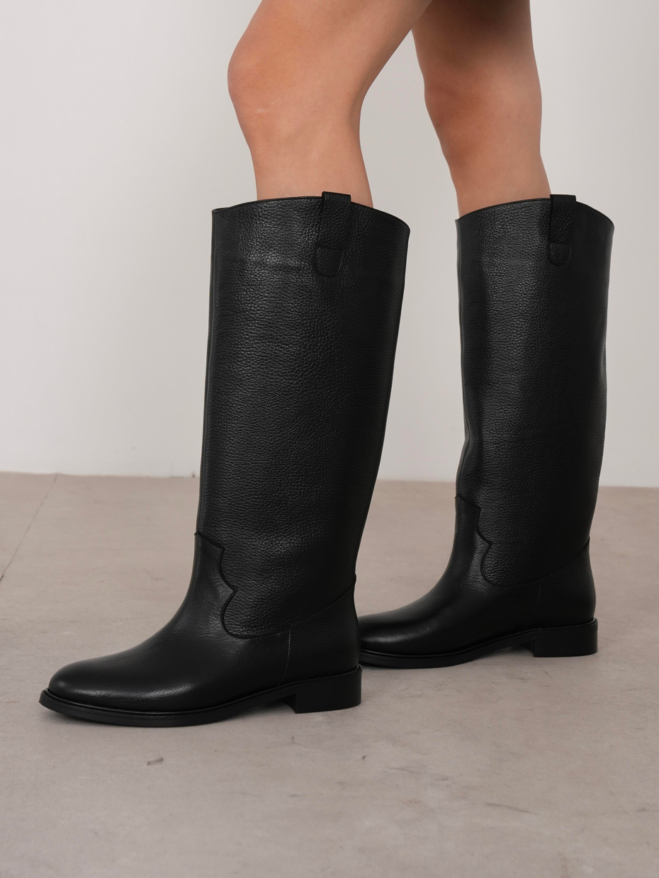 Alessia Siyah Hakiki Deri Kadın XL Çizme