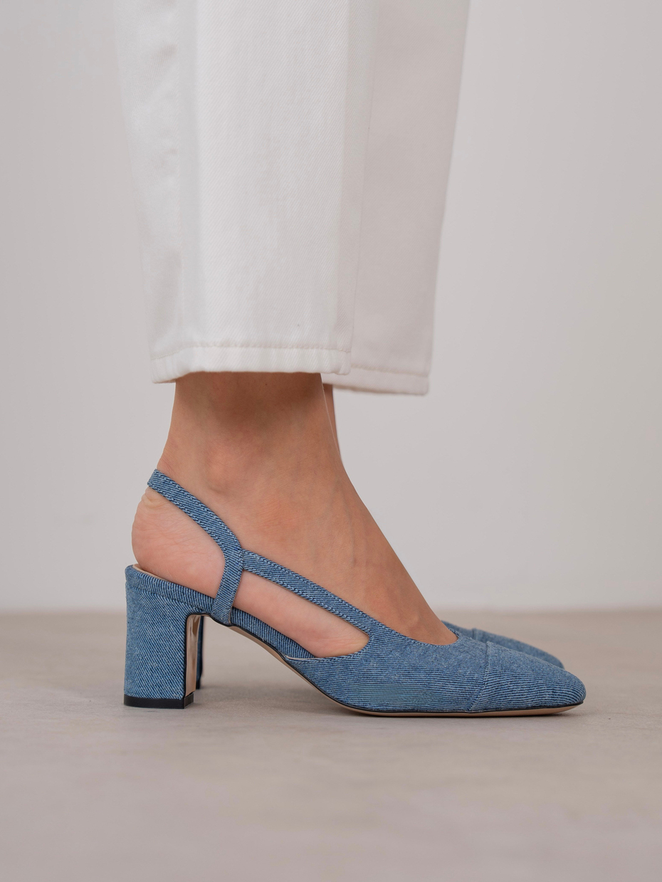 Amina Denim Hakiki Deri  Topuklu Ayakkabı