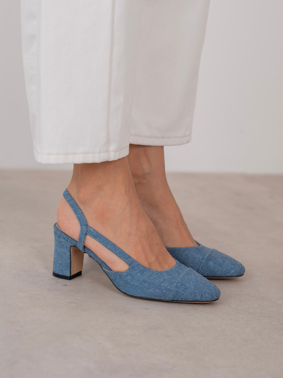 Amina Denim Hakiki Deri  Topuklu Ayakkabı