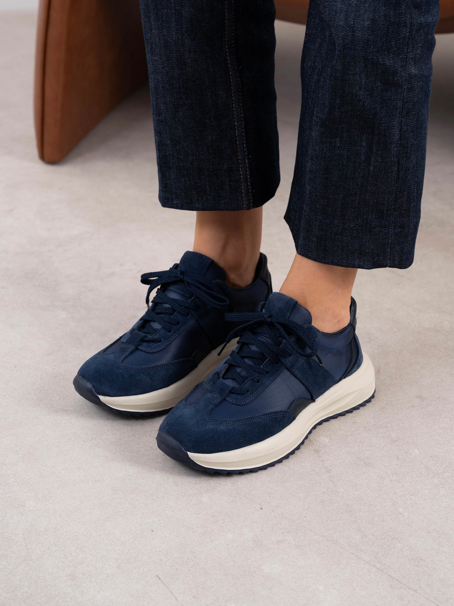 Areta Lacivert Süet Hakiki Deri Kadın Spor Ayakkabı