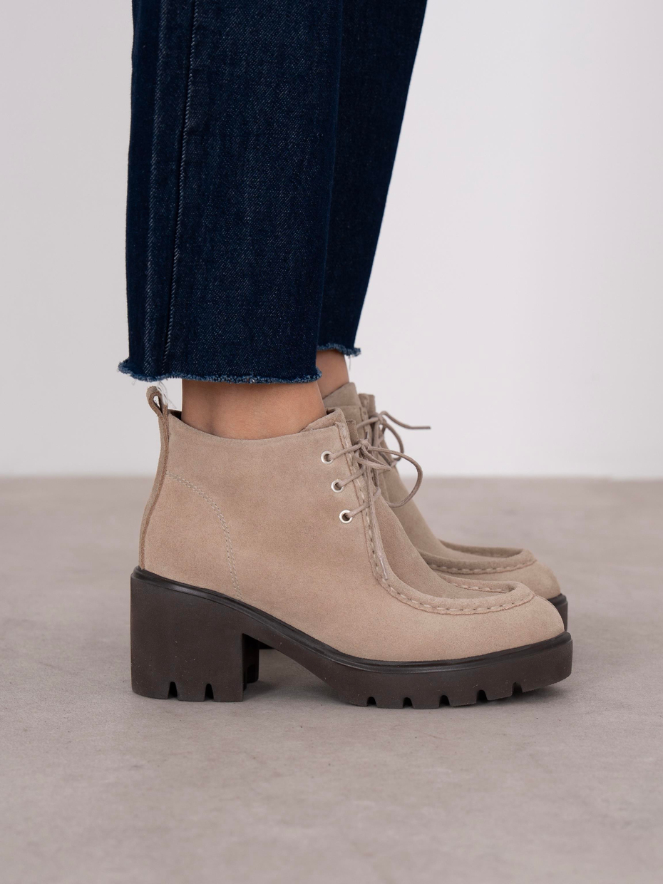 Arwen Bej Süet Hakiki Deri Kadın Bot