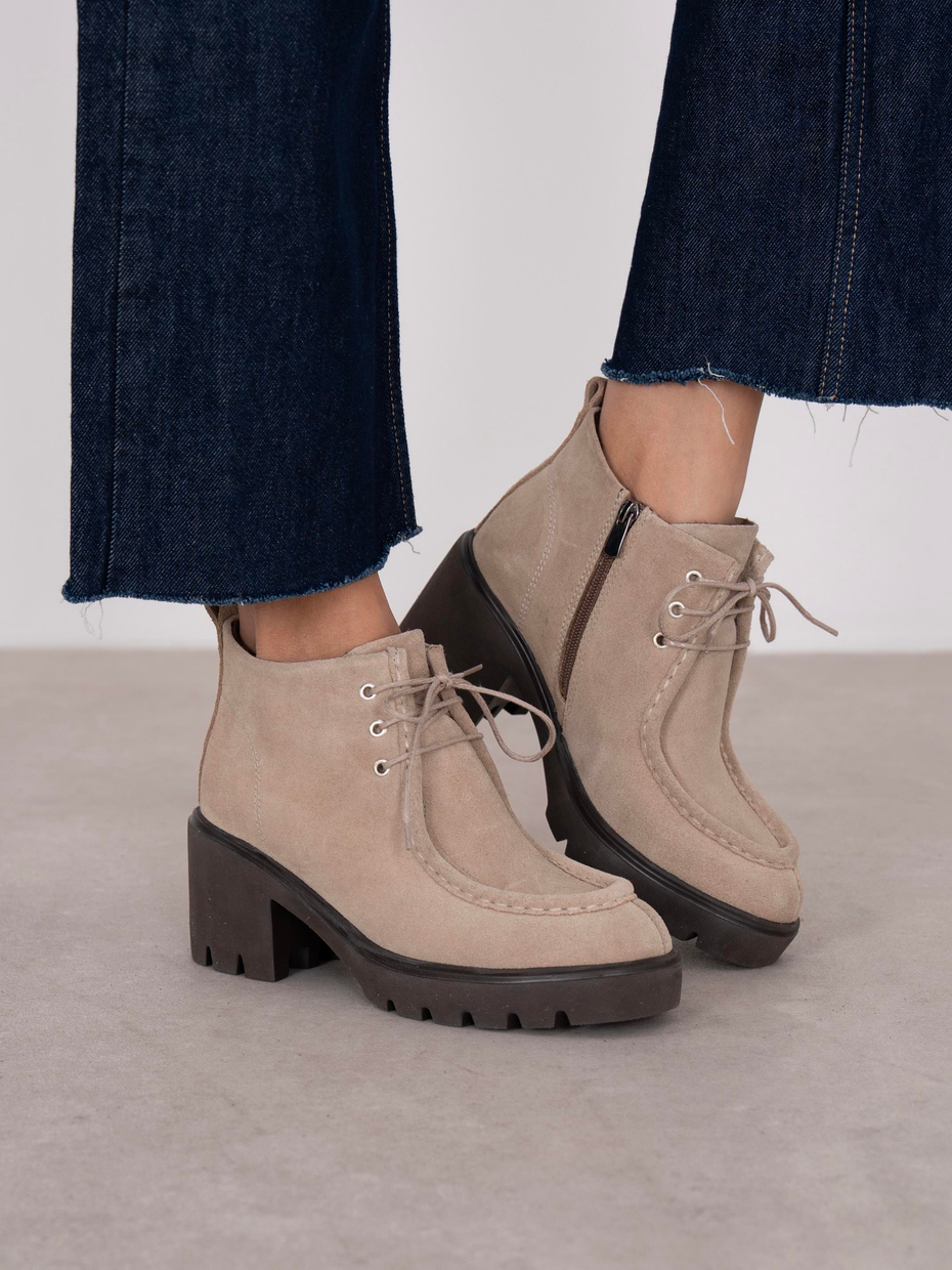 Arwen Bej Süet Hakiki Deri Kadın Bot