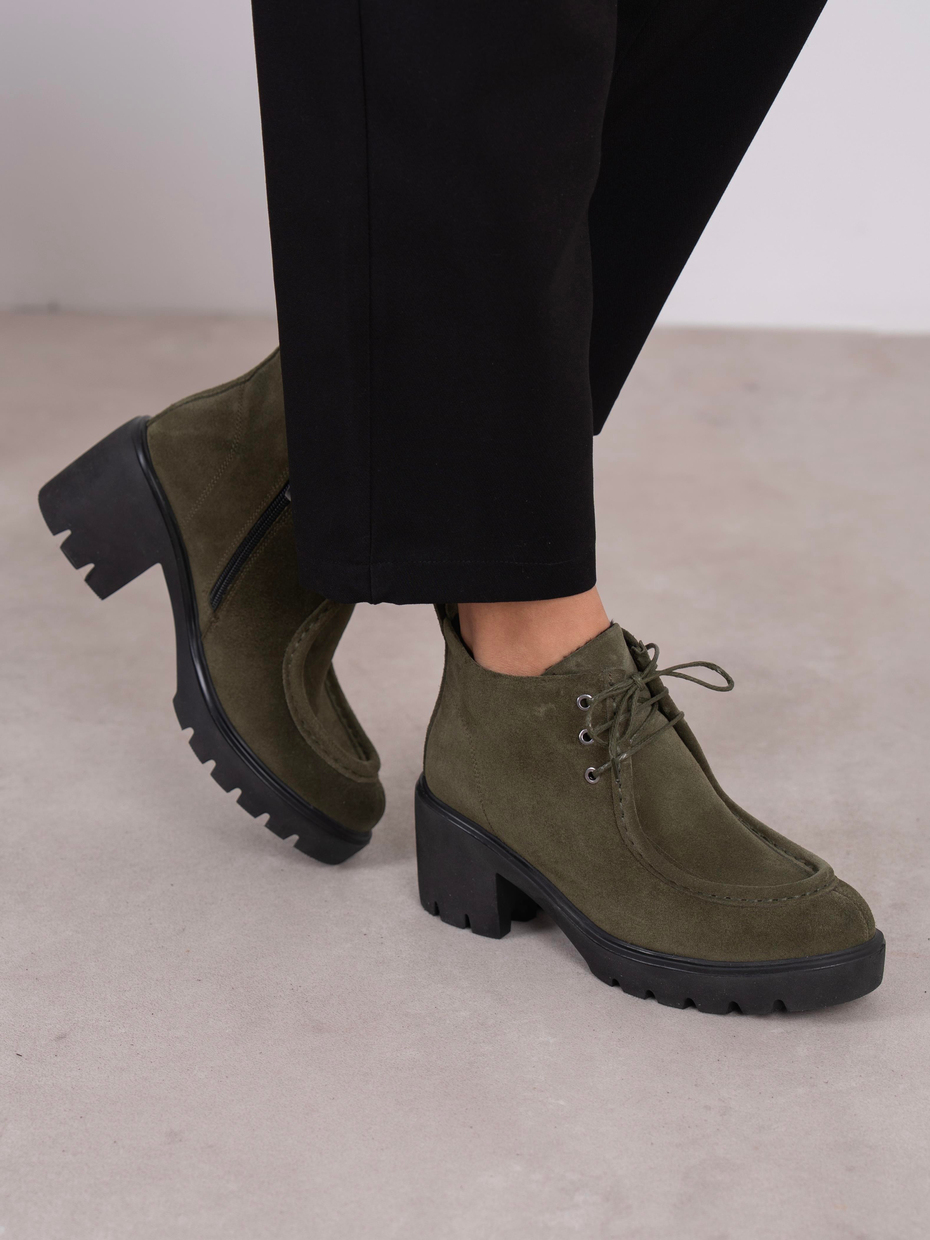 Arwen Haki Süet Hakiki Deri Kadın Bot