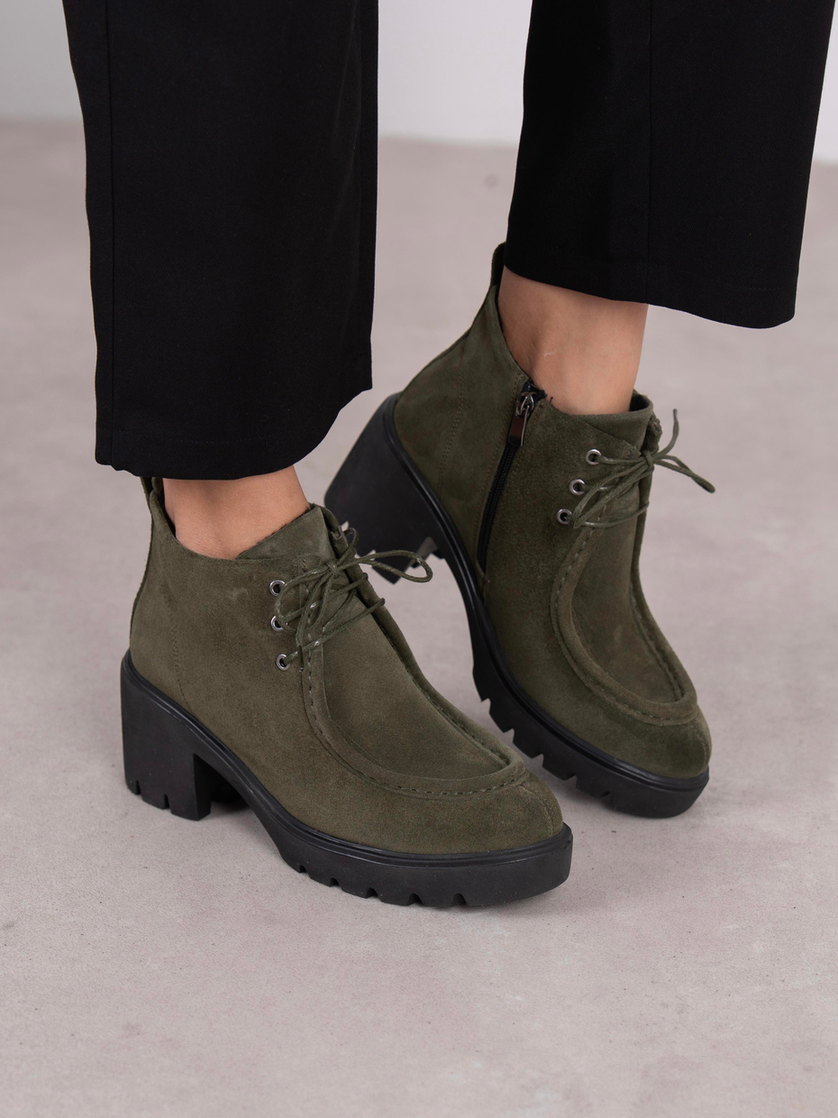 Arwen Haki Süet Hakiki Deri Kadın Bot