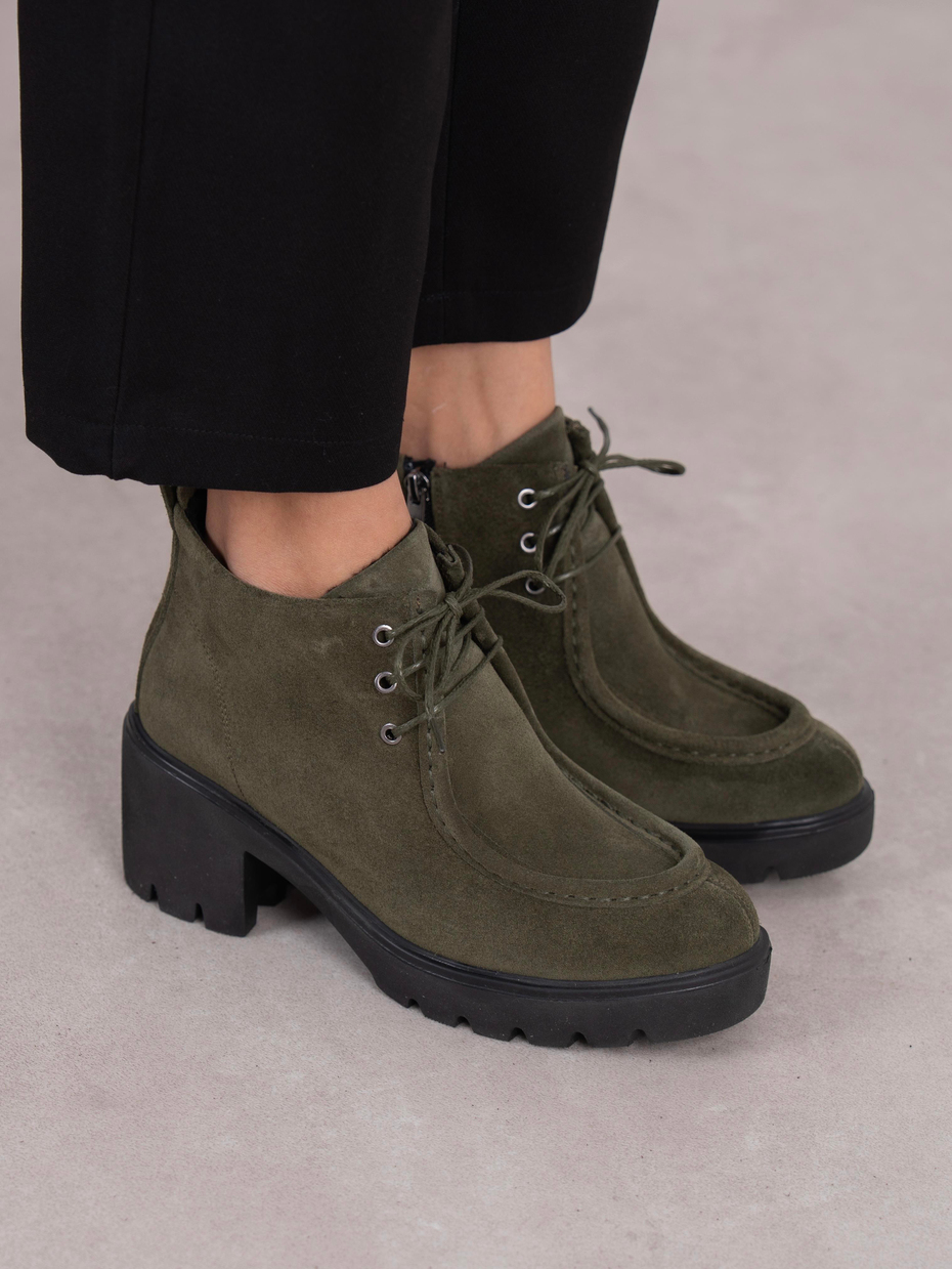 Arwen Haki Süet Hakiki Deri Kadın Bot